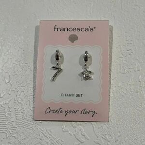Francesca’s Silver Charm Set Star & Number 7 Hoop Charms Dainty Luxe Jewelry